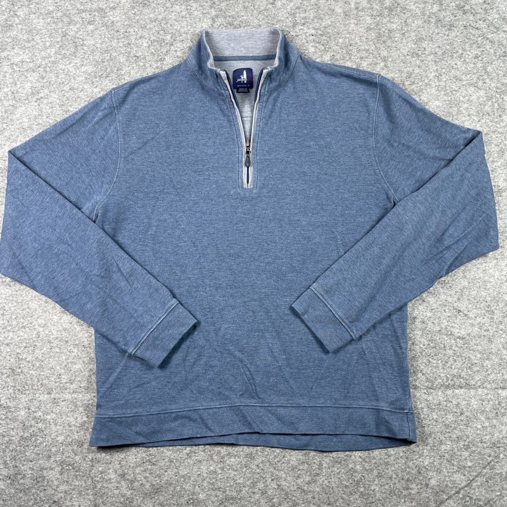 Johnnie-O Sweater Mens Medium Blue Helios Sully Mock Neck 1/4 Zip Pullover